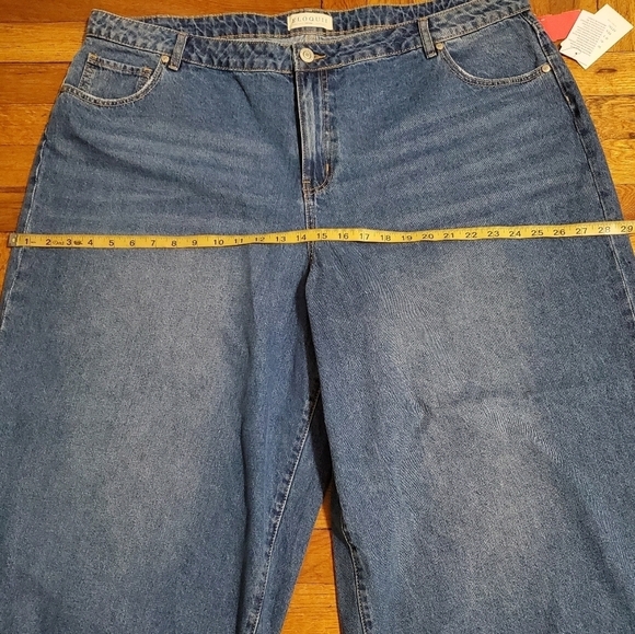 Eloquii Wide Leg Crop Jeans High Waist Med Blue Wash Plus Size 20 Distressed - Picture 8 of 8